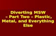 Diverting MSW – Part Two – Plastic, Metal, and Everything Else.