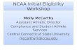 NCAA Initial Eligibility Workshop Molly McCarthy Assistant Athletic Director Compliance and Student Athlete Services Central Connecticut State University.
