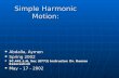 Simple Harmonic Motion: Abdalla, Aymen Abdalla, Aymen Spring 2002 Spring 2002 SC.441.L.H, Sec (8773) Instructor: Dr. Roman Kezerashvili SC.441.L.H, Sec.