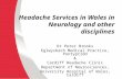Headache Services in Wales in Neurology and other disciplines Dr Peter Brooks Eglwysbach Medical Practice, Pontypridd & Cardiff Headache Clinic Department.