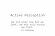 Active Perception We not only see but we look, we not only touch we feel, JJ.Gibson.