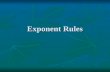 Exponent Rules. Parts When a number, variable, or expression is raised to a power, the number, variable, or expression is called the base and the power.