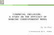 By Sa-Dhan A Presentation By R. Prabha FINANCIAL INCLUSION: A STUDY ON THE EFFICACY OF BANKING CORRESPONDENT MODEL.