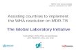 The Global Laboratory Initiative Assisting countries to implement the WHA resolution on MDR-TB Karin Weyer, WHO-STB, GLI secretariat John Ridderhof, CDC,