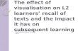 The effect of visualisation on L2 learners’ recall of texts and the impact it has on subsequent learning Danny Norrington-Davies International House London.