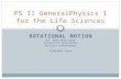 ROTATIONAL MOTION DR. BENJAMIN CHAN ASSOCIATE PROFESSOR PHYSICS DEPARTMENT FEBRUARY 2014 PS 11 GeneralPhysics I for the Life Sciences.