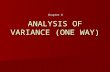 ANALYSIS OF VARIANCE (ONE WAY) Chapter 8. Learning Objectives In this chapter you will learn how to analyze between more than two groups of subjects In.
