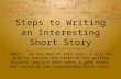 Steps to Writing an Interesting Short Story SWBAT: By the end of this unit, I will be able to explain the steps of the writing process, explain what makes.