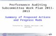 Performance Auditing Subcommittee Work Plan 2011-2013 Summary of Proposed Actions and Progress Made Presented by: Dagomar Henriques Lima June/2013 INTOSAI.