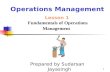 1 Operations Management Lesson 1 Fundamentals of Operations Management Prepared by Sudarsan Jayasingh.