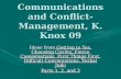 Communications and Conflict-Management, K. Knox 09 Ideas from Getting to Yes, Choosing Civility, Fierce Conversations, First Things First, Difficult Conversations,
