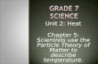 Unit 2: Heat Chapter 5: Scientists use the Particle Theory of Matter to describe temperature.