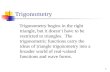 1 Trigonometry Trigonometry begins in the right triangle, but it doesn’t have to be restricted to triangles. The trigonometric functions carry the ideas.