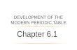 Chapter 6.1 DEVELOPMENT OF THE MODERN PERIODIC TABLE.