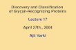 Discovery and Classification of Glycan-Recognizing Proteins Lecture 17 April 27th., 2004 Ajit Varki.