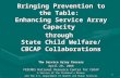 1 Bringing Prevention to the Table: Enhancing Service Array Capacity through State Child Welfare/ CBCAP Collaborations The Service Array Process April.