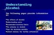 Understanding Alcohol The following pages provide information on: The effects of alcohol The effects of alcohol Understanding units Understanding units.