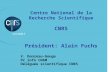 1 Centre National de la Recherche Scientifique CNRS Président: Alain Fuchs V. Donzeau-Gouge Pr info CNAM Déléguée scientifique CNRS.