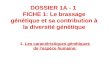 DOSSIER 1A - 1 FICHE 1: Le brassage génétique et sa contribution à la diversité génétique 1. Les caractéristiques génétiques de lespèce humaine: