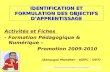 IDENTIFICATION ET FORMULATION DES OBJECTIFS DAPPRENTISSAGE Activités et Fiches - Formation Pédagogique & Numérique – Promotion 2009-2010 (Abrougui Mondher.