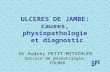 ULCERES DE JAMBE: causes, physiopathologie et diagnostic Dr Audrey PETIT-MITSCHLER Service de dermatologie, COLMAR.