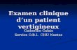 Examen clinique dun patient vertigineux Catherine Calais Service O.R.L CHU Nantes.