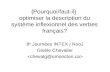 {Pourquoi/faut-il} optimiser la description du système inflexionnel des verbes français? 8 e Journées INTEX / NooJ Gisèle Chevalier.