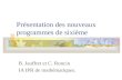 Présentation des nouveaux programmes de sixième B. Jauffret et C. Roncin IA IPR de mathématiques.