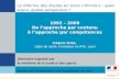 F Rufin DHOS le 8 juin 2009 1992 – 2009 De lapproche par contenu à lapproche par compétences Direction de lhospitalisation et de lorganisation des soins.