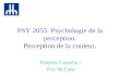 PSY 2055. Psychologie de la perception. Perception de la couleur. Frédéric Gosselin / Éric McCabe.