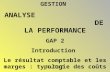 GESTION ANALYSE DE LA PERFORMANCE GAP 2 Introduction Le résultat comptable et les marges : typologie des coûts S3 - 2005/2006 Présentation.