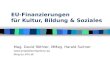 EU-Finanzierungen für Kultur, Bildung & Soziales Mag. David Röthler, MMag. Harald Suitner  blog.eu.info.at.