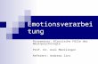 Emotionsverarbeitung Proseminar: Klassische Fälle der Neuropsychologie Prof. Dr. Axel Mecklinger Referent: Andreas Zins.