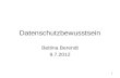 1 Datenschutzbewusstsein Bettina Berendt 9.7.2012.