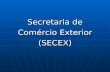 Secretaria de Comércio Exterior (SECEX). Breve histórico da Secretaria de Comércio Exterior (SECEX) A história da SECEX começa, em 1990, com a criação.