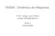 TM350 - Dinâmica de Máquinas Prof. Jorge Luiz Erthal jorge.erthal@ufpr.br Aula 1 Introdução.