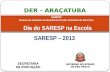 SARESP – 2013 DER - ARAÇATUBA SARESP Sistema de Avaliação de Rendimento Escolar do Estado de São Paulo Dia do SARESP na Escola.