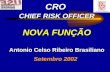 CRO CHIEF RISK OFFICER NOVA FUNÇÃO Antonio Celso Ribeiro Brasiliano Setembro 2002.