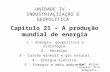 Capítulo 21 – A produção mundial de energia 1 – Energia: geopolítica e estratégia. 2 – Petróleo. 3 – Carvão mineral e gás natural. 4 – Energia elétrica.