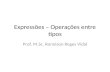 Expressões – Operações entre tipos Prof. M.Sc. Ronnison Reges Vidal.