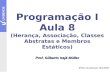 Programação I Aula 8 (Herança, Associação, Classes Abstratas e Membros Estáticos) Prof. Gilberto Irajá Müller Última atualização 28/4/2009.