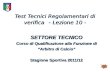 Test Tecnici Regolamentari di verifica - Lezione 10 - SETTORE TECNICO Corso di Qualificazione alla Funzione di Arbitro di Calcio Stagione Sportiva 2011/12.