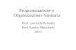 Programmazione e Organizzazione Sanitaria Prof. Leonardo Palombi Prof. Sandro Mancinelli 2013.