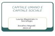 CAPITALE UMANO E CAPITALE SOCIALE Laurea Magistrale in Sociologia Serafino Negrelli 2013-14.
