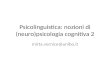 Psicolinguistica: nozioni di (neuro)psicologia cognitiva 2 mirta.vernice@unibo.it.
