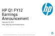 HP Q1 FY12 Earnings Announcement