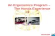 Implementing an Ergonomics Program - The Honda Experience