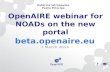 OpenAIRE webinar on the new portal - Useful country level information