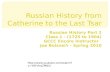 Russian History, Part 2, Class 1, Joe Boisvert