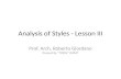 Analysis of Styles - Lesson III